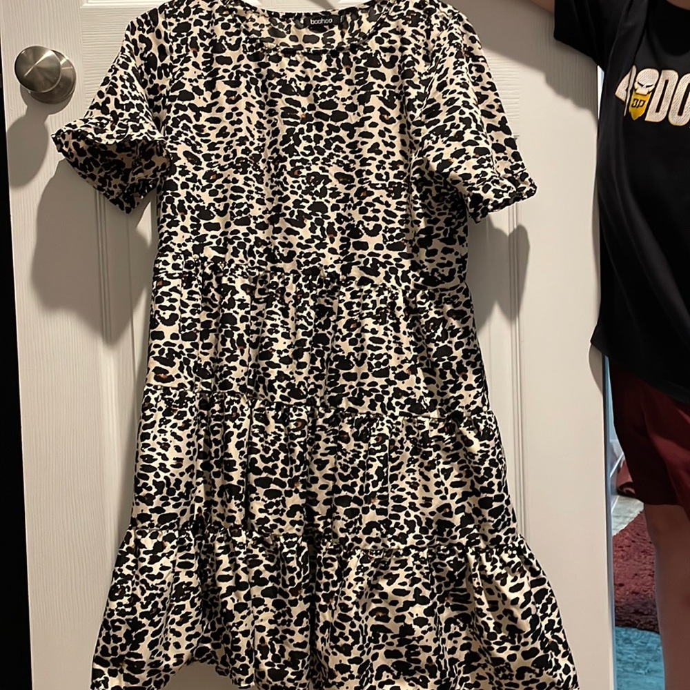 Leopard print baby doll dress